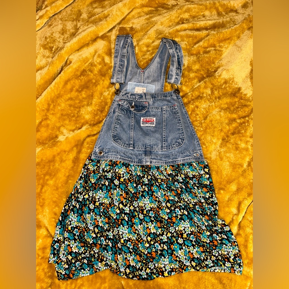 vintage materials upcycled overalls dress